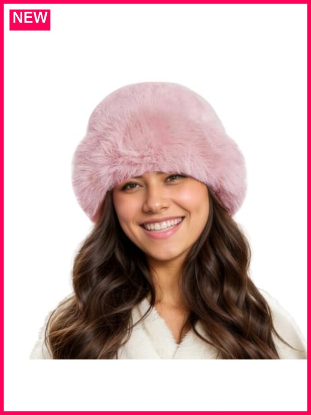 Women Winter Faux Fur Bucket Hat Warm Plush Fluffy Furry Mongolian Fuzzy